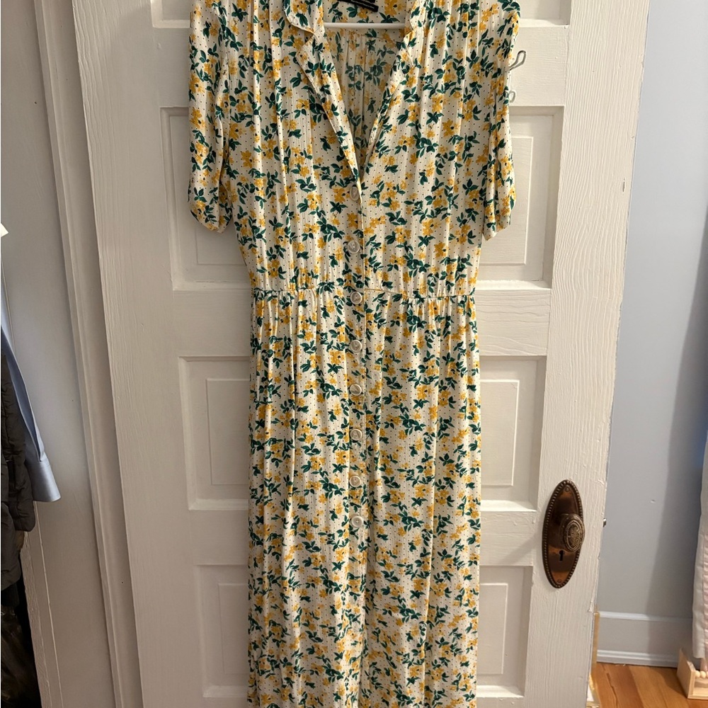 Urban Outfitters Yellow and Green Floral Maxi Dress